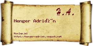 Henger Adrián névjegykártya