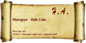 Henger Adrián névjegykártya